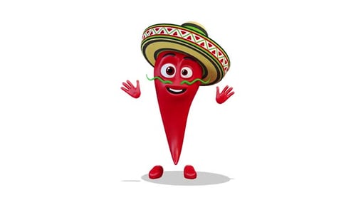 Chili Pepper Wave Gruß auf weißem Hintergrund