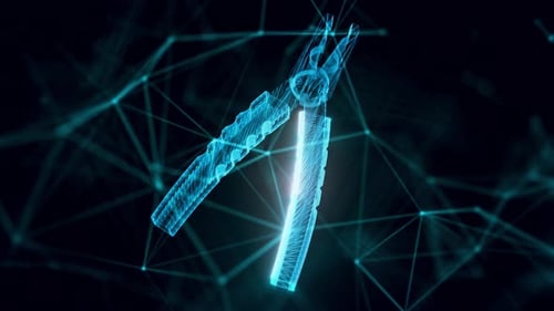 Plier Tool Hologram Close Up 4k