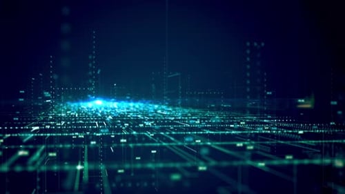 Futuristic Digital Grid Data Network Motion Background