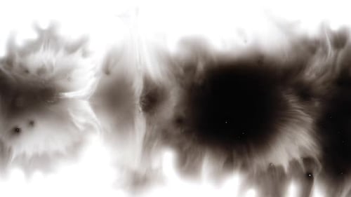 Vue de la disparition d'une tache d'encre sur écran blanc