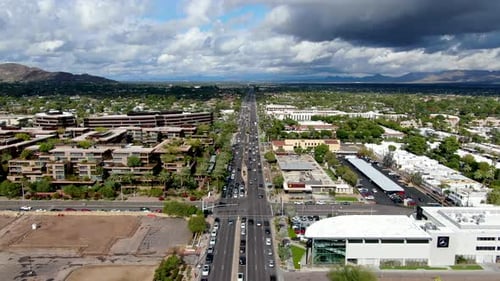 Aerial View of Scottsdale Desert City in Arizona East of State Capital Phoenix.