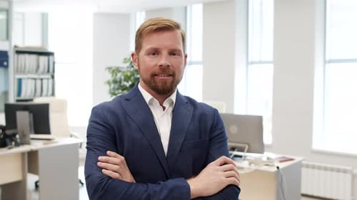 Portrait of Cheerful Businessman in Office
