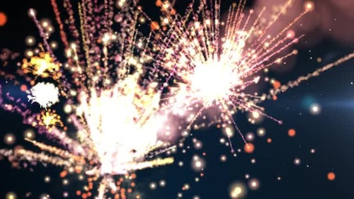 Dynamic Fireworks Particle Burst Celebration Background