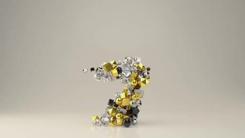Elegant Countdown with Gold and Silver Geometric Shapes