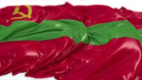 Realistic Waving Flag with Hammer and Sickle Loop Animation