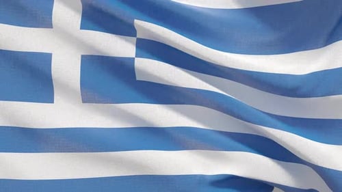 Greece National Flag Waving in Realistic Seamless Loop