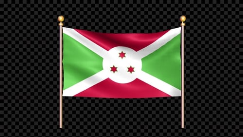 Burundi Flag Waving Loop with Alpha Channel