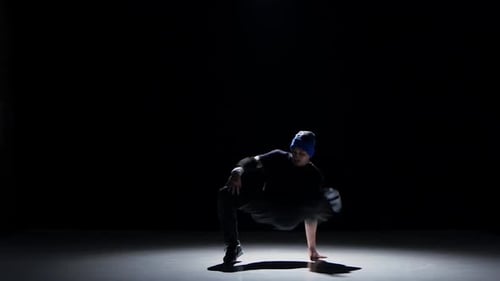 Bboy Dancer Performs Street Dance in Studio