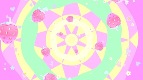 Sweet Strawberry and Hearts Pattern Loop Background