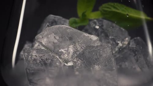 Ice Mint Mojito Cocktail Preparing Close Up