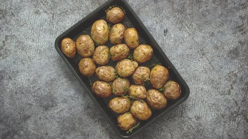 Roasted Potatoes with Thyme in a Baking Pan