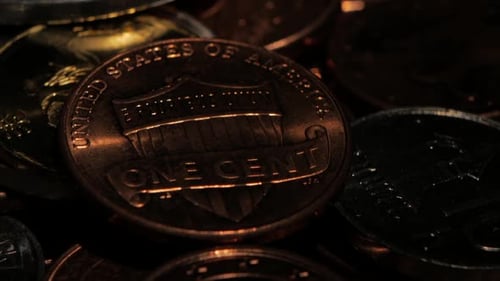 Many Different Coins Collection. Close Up