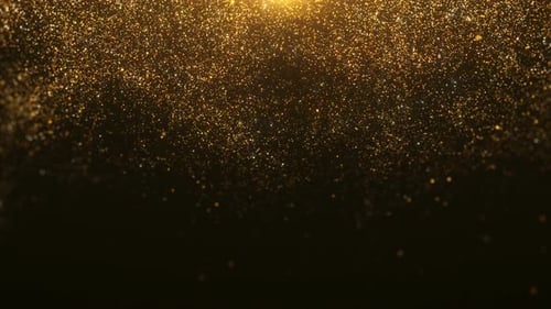 Golden Dust Particles Falling Glitter Overlay Background