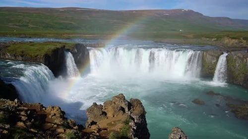 The Godafoss Waterfall in North Iceland