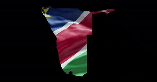 Namibia Flag Waving Map Animation