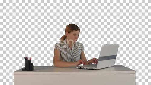 Businesswoman working on laptop, Alpha Channel