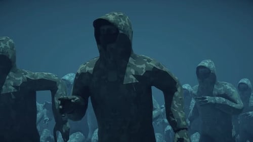 3D Animated Military Figures Advancing in Camouflage