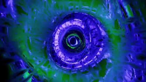 Vj Loop Green And Blue Cold Mirrored Tunnel HD