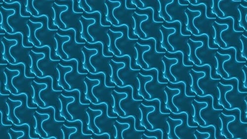 Cyan Color Neon Light Abstract Hexagon Mirror Liquid Animated Background