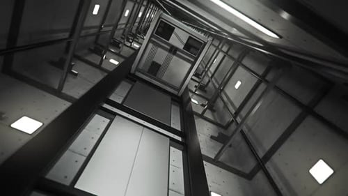 Modern Corporate Elevator Shaft Upward Movement Animation