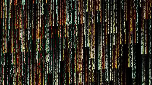 Abstract digital paint lines motion on black background, seamless loop