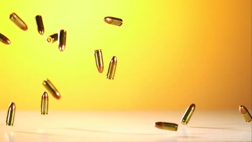 Balas que caen y rebotan a cámara ultra Cámara lenta (1500 fps) sobre una superficie reflectante - BULLETS PHANTOM