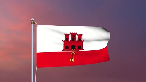Gibraltar Flag Waving in 3D Animation