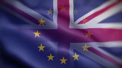 Dynamic Union Jack and European Union Flags Blending Animation