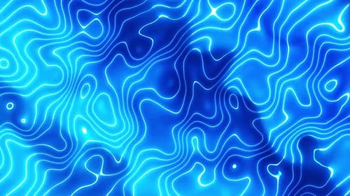 Animated Fluid Glowing Blue Abstract Contour Lines Loop Background