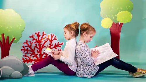 Happy Kids Reading Books Together After School