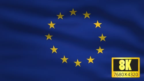 Seamless Loop Waving European Union Flag Animation