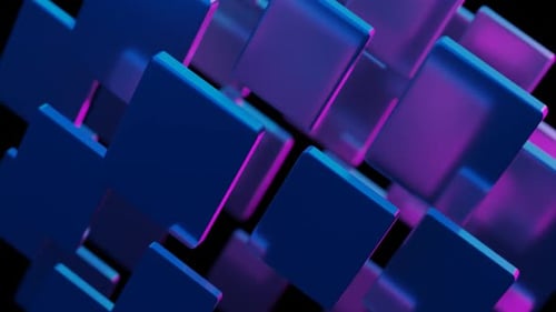 3D-Render-Illustration Abstrakte Neon-Quads 3D-nahtlose und schleifenfähige Animation.