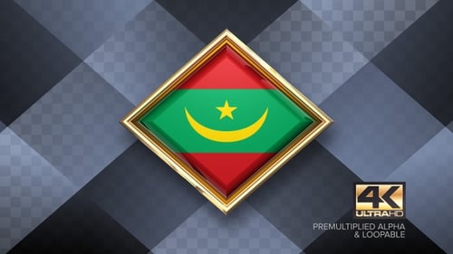 Elegant 3D Mauritania Flag Golden Frame Animation
