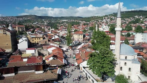 Aerial View of Cityscape in Sarajevo, Bosnia