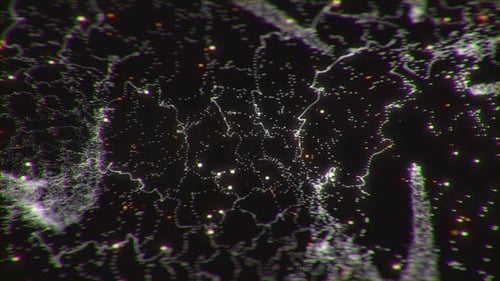 Glitch Digital Network Background with Abstract Particles