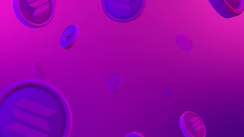 Bucle de fondo de monedas cayendo criptomonedas Solana