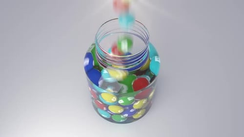 3D Animated Pills Filling Jar and Vitamin Bottle Label Reveal