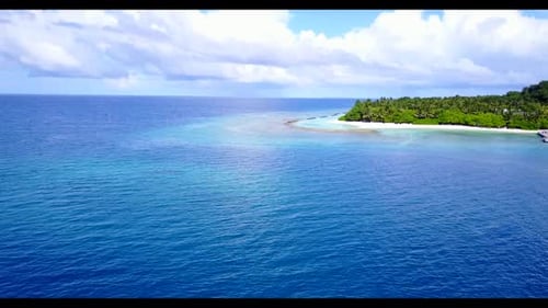 Aerial top view abstract of tranquil lagoon beach adventure by clear ocean with white sandy backgrou
