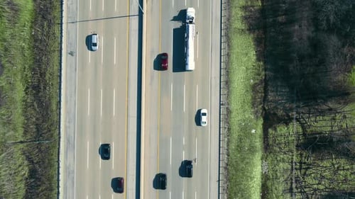 View From the Top on the Traffic on the Highway Leading to the Big City