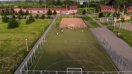 Soccer Game on Turf Field, Aerial View