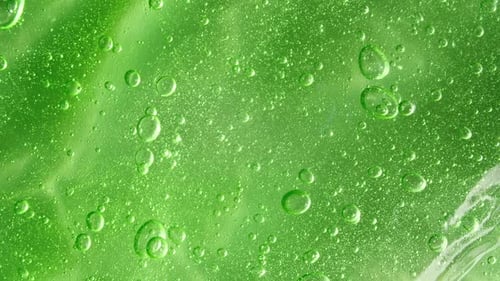 Transparent Green Cosmetic Gel Cream With Molecule Bubbles