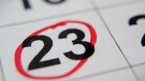 The Calendar 23Rd Day of the Month is Circled