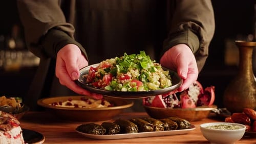Delicious Middle Eastern Food on Table