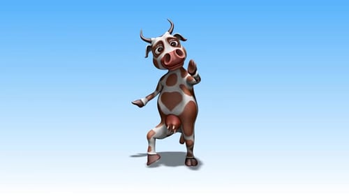 Funny 3D Animated Dancing Cartoon Cow Character