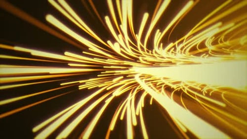 Fast Moving Golden Light Trails Tunnel Background Animation