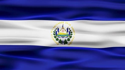 Realistic El Salvador Flag Waving Seamless Loop Animation