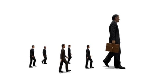 Small Businessmen Following Big Businessman