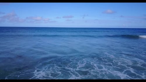 Aerial drone shot nature of perfect sea view beach holiday by clear lagoon and white sandy backgroun