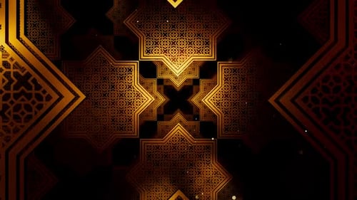 Elegant Golden Islamic Geometric Pattern Animated Loop