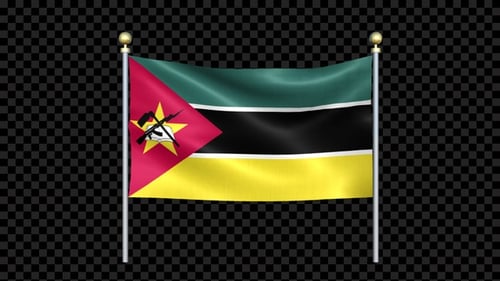 Waving Mozambique Flag Animation with Alpha Channel